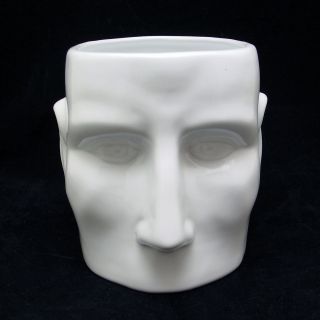 New Modern Contemporary White Ceramic Funny Face Vase Pot 6