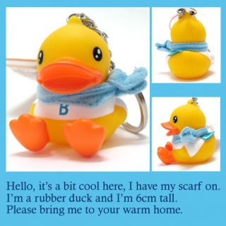 Rubber Duck with Blue Scarf Keychain / phone strap