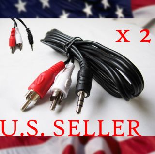 2x 3.5mm mini plug AUX to 2 RCA male stereo audio cable