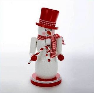 2012 KURT ADLER RED & WHITE 9 *Snowman* WOODEN NUTCRACKER, FREE S/H 