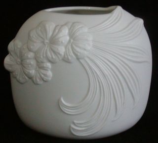 AK Kaiser W Germany White Bisque Porcelain Floral Mini Vase 4