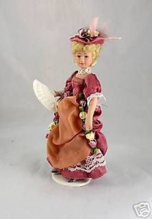 Miniature Victorian Dollhouse Doll in Fancy Pink, Mauve Dress, 002