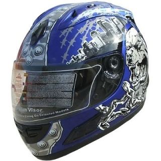 Motorcycle Full Face Sport Helmets DOT Monster 134 Blue