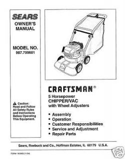 Craftsman Chipper / Vac Manual Model No. 987.799601
