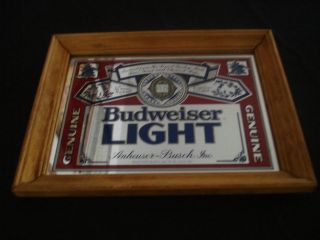 RARE Small Sparkle BUDWEISER LIGHT Framed Mirror   Pre  BUDLight