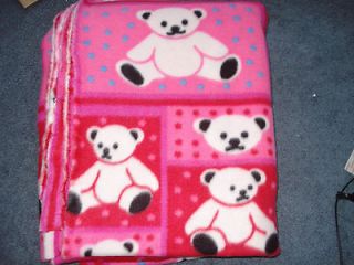 Arctic Fleece Dark Pink with Bears Fabric Approx 4y x 2y