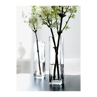 tall clear Rectangle Glass Modern Vase Wedding centerpiece Floral 