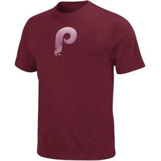 Majestic Philadelphia Phillies Maroon Cooperstown Logo Fashion Fit T 