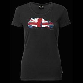 MINI Cooper Womens Ladies Black Britcar Union Jack Tee Shirt T Shirt 