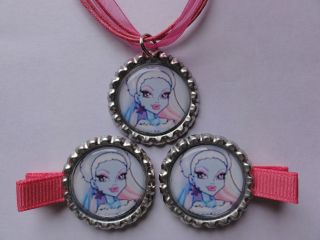 Monster High Abbey Bominable Bottle cap necklace Hair clips #2