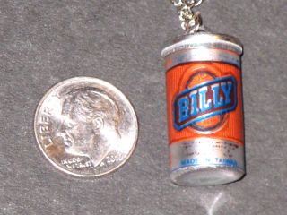   1970s BILLY Carter Miniature BEER CAN Necklace Charm Sample Mint