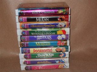   Masterpiece Collection Lot 10 VHS Videos Mermaid Mulan Alice Black