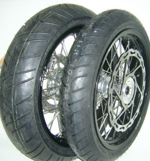 COMPLETE SUPERMOTO 17 WHEELS WITH TIRES KTM 4.25 REAR / ROTORS AND 