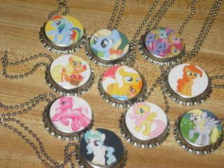 my little pony ball chain bottle cap necklace party favors lot 10