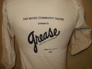   GREASE the musical t shirt SAN MATEO COMMUNITY THEATRE adult M 1982