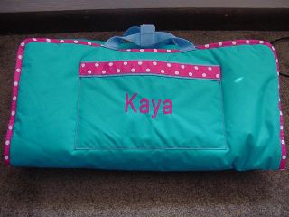 Girls Toddler Aqua Pink trim Nap Mat W/Matching Blanket Daycare Child 