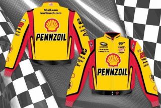   Busch Pennzoil Yellow Adult Mens Nascar Racing Jacket Coat Penske NEW