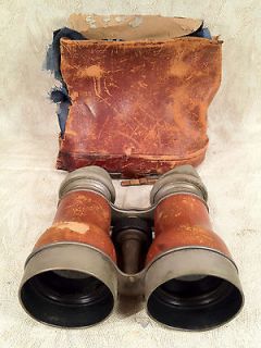 Antique Chevalier Opera Glasses Binoculars Paris France Leather and 