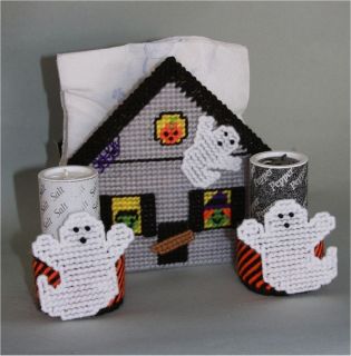 Haunted House Napkin Holder ghost P​lastic Canvas Pattern  Halloween