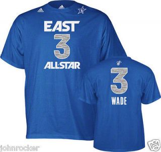 DWYANE WADE #3 MIAMI HEAT 2012 NBA ALL STAR EAST ADIDAS BLUE T SHIRT 