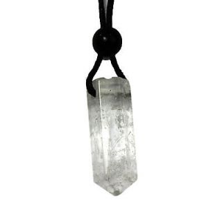   Clear Quartz Crystal 6 Facet Stone Point Pendant Necklace on Nylon