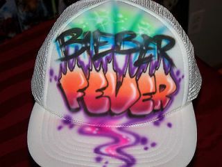 Airbrush Bieber Fever Snap Back Airbrushed Trucker Hat