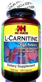 Nic Health L Carnitine,High Potency,Assists in Fat Metabolism 1000mg 