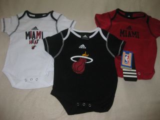 INFANT SIZE 3 6 MONTHS NBA MIAMI HEAT BASKETBALL 3 PACK BODYSUITS SET 