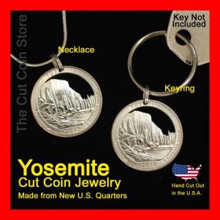 Yosemite Cut Coin Quarter Necklace Key Ring Jewelry