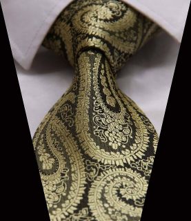 GD44 Golds Floral Jacquard Woven Classic 100%Silk Man Tie Necktie