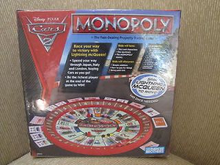 NIB Disney Cars 2 Race Track MONOPOLY Game Ages 5+ Lightning McQueen