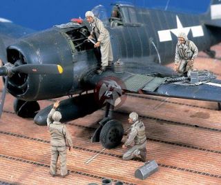 Verlinden 1/48 US Navy WWII Flight Deck Crew (4 Figures + Accessories 