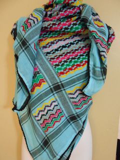 Blue Arab Shemagh Head Scarf Neck Wrap Authentic Cottton Palestine 