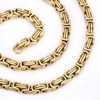   Boys Gold Byzantine Box 316L Stainless Steel Necklace Chain 18 36inch