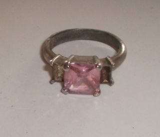 Vintage PINK ICE CUBE RHINESTONE neo Classic Look Ring size 5