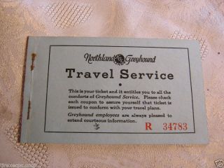 NORTHLAND GREYHOUND BUS ADV TICKET INFO 1940S VINTAGE