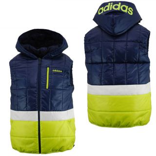 Adidas Mens Hooded Bodywarmer Full Zip Gilet Padded Vest Jacket