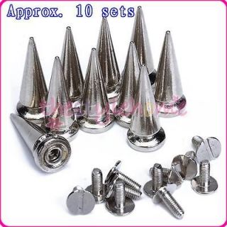   Cone Spikes Screwback Spike Studs Leathercraft 25mm Nickel plated