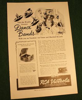 Vintage 1939 RCA Victrola Record Player Ad Worlds Greatest Dance 