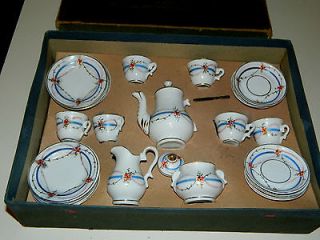 ANTIQUE 1860S N BOX FRENCH PETIT DEJEUNER CHILDS TEA SET~PORCELAIN 