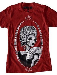   INK TATTOO HORROR EMO GOTH PUNK MARIE ANTOINETTE PORTRAIT RED T SHIRT