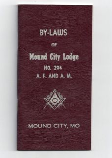 Rare Old Antique MASONS BY LAWS LODGE BOOK Mound City MO NO. 294 *T*