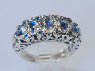 Genuine faceted Moonstone Georgian style carved ring