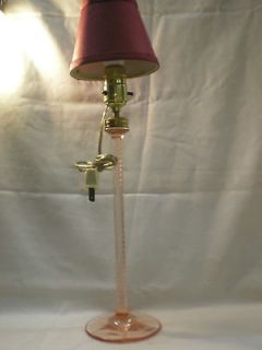 Antique PINK cut glass stick lamp 19 tall
