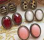 European Sexy Vintage Retro Big Gem Stone Oval Earrings Ear Stud 