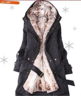   Thicken Fleece Faux Fur Warm Winter Coat Hoodies Parka Overcoat Jacket
