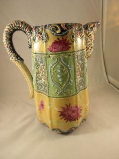 Antique Estate Nippon Moriage Hand Painted Detailed Pitcher NICE 