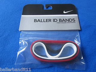 Nike Baller ID wrist bands bracelet new Red White Black
