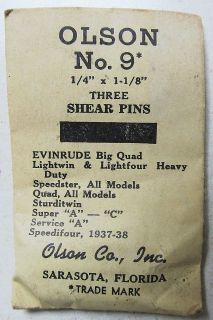 vintage outboard shear pins NOS 1/4 x 1 1/8 Evinrude Quad Super 