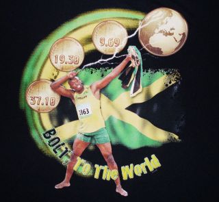   Shirt Olympic Gold Medals Sprinter Jamaica Beijing 2008 Large Track